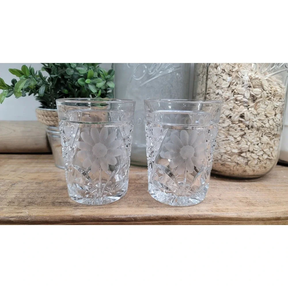 Two Vintage American Brilliant Period ABP Cut Crystal Flowers 3.75